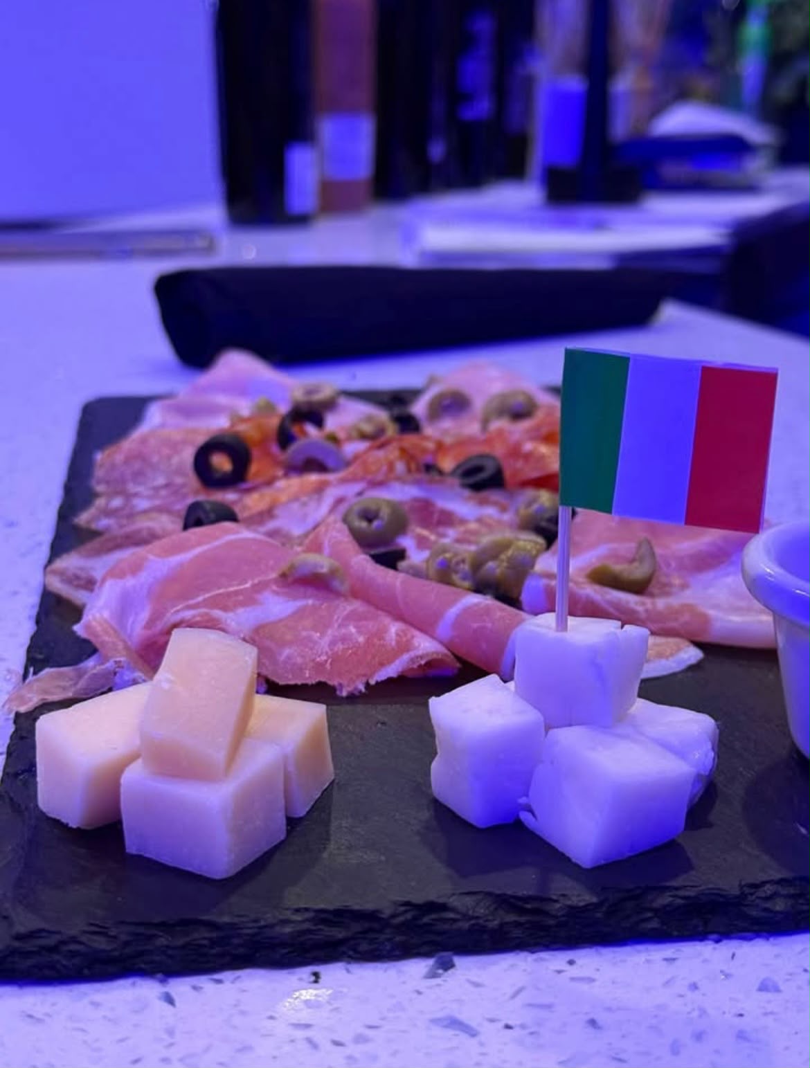 Italian salumi board with cheese and olives